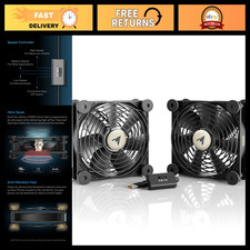 Ultra-Quiet Dual 120mm USB Cooling Fan with Speed Controller for Electronics