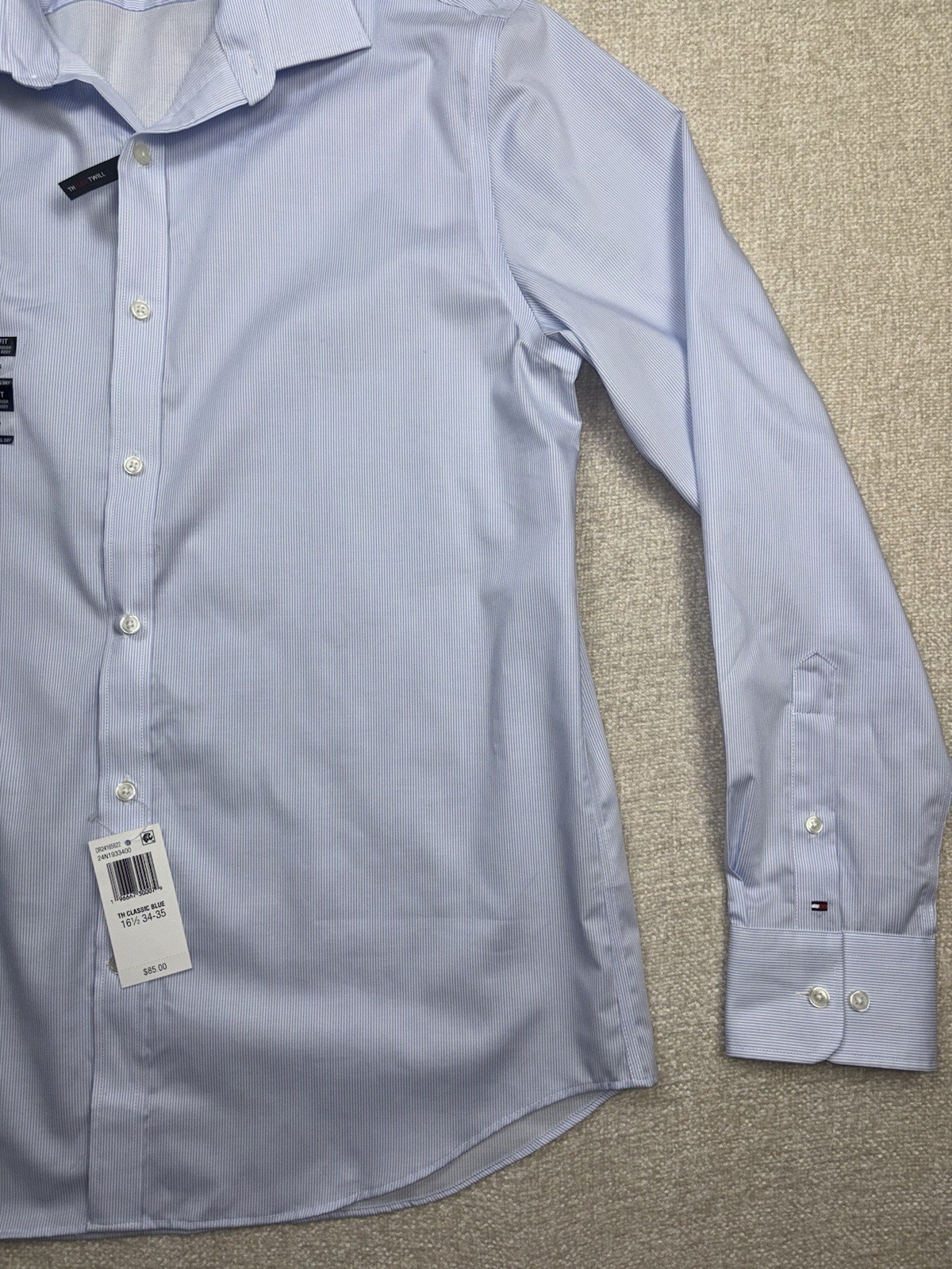 Tommy Hilfiger Mens Th Flex Slim Fit Dress Up Shirt Size Large / L Blue thumbnail 6