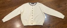 Vintage Women's L Cream Nordic Winter Knit Cardigan Sweater Jumper Made in USA