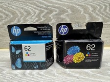 Lot of 2 New HP 62 Tri-Color Original Ink Cartridge Sealed Box 08/26 01/28