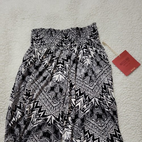Mossimo Women XS Smocked Waist Wide Leg Boho Pants Black/Gray/White - Picture 6 of 6