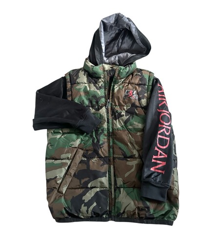 Youth Boy Nike Air Jordan Camoflauge Puffer Vest Hoodie Jacket size 6/7 - Picture 2 of 4