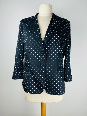 Vintage Piero Moretti Polka Dot Blazer UK 12 Italian Black White Jacket 90s