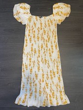 Trixx Women's Cream Floral Puff Sleeve Midi Dress Size XL