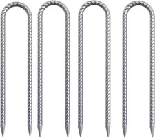 16 Inch Heavy Duty Trampoline Stakes, U Shaped Rebar Ground Anchors for High Win