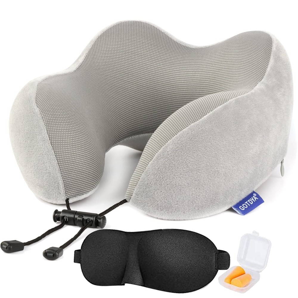 Ultra-Soft Memory Foam Travel Neck Pillow for Sleeping Comfort