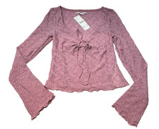 UO Kimchi Blue Pink Top Size Medium Womens Quinn Long Sleeve