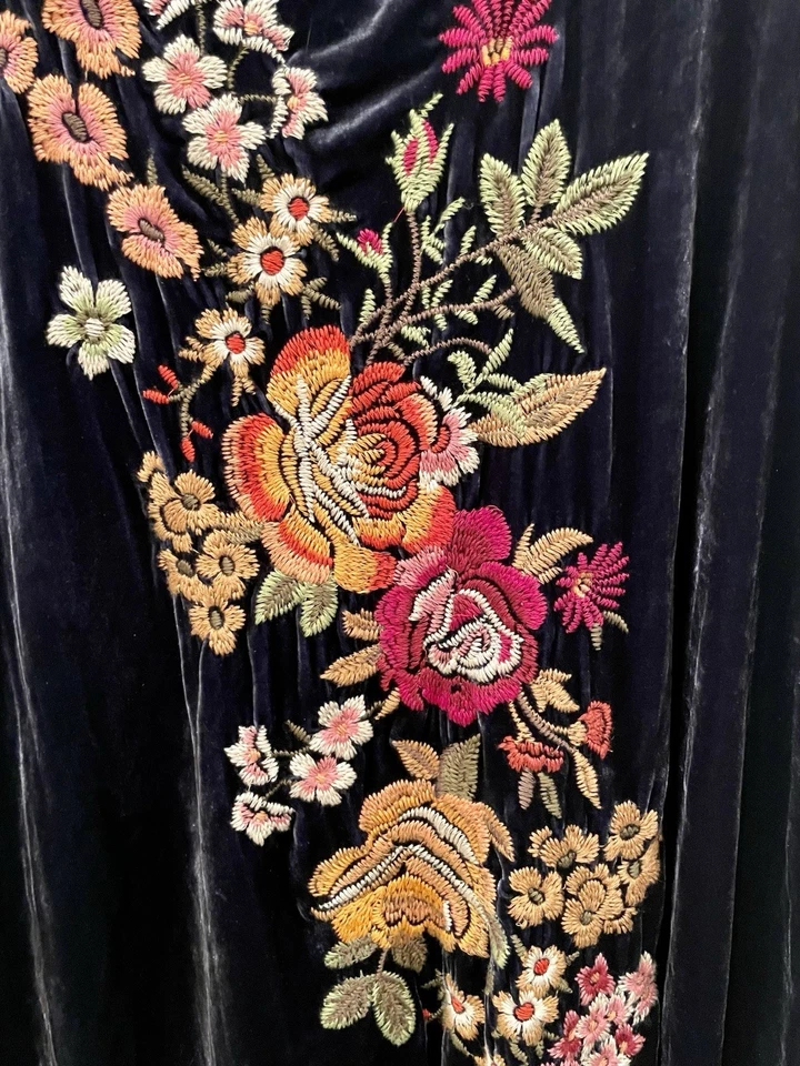 Túnica/vestido Johnny Was azul terciopelo bordado talla 3x Foto 2 de 4