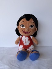 Disney Plush Lilo  Stitch Stuffed Animal Doll Just Play 13" Red Hawaiian Dress