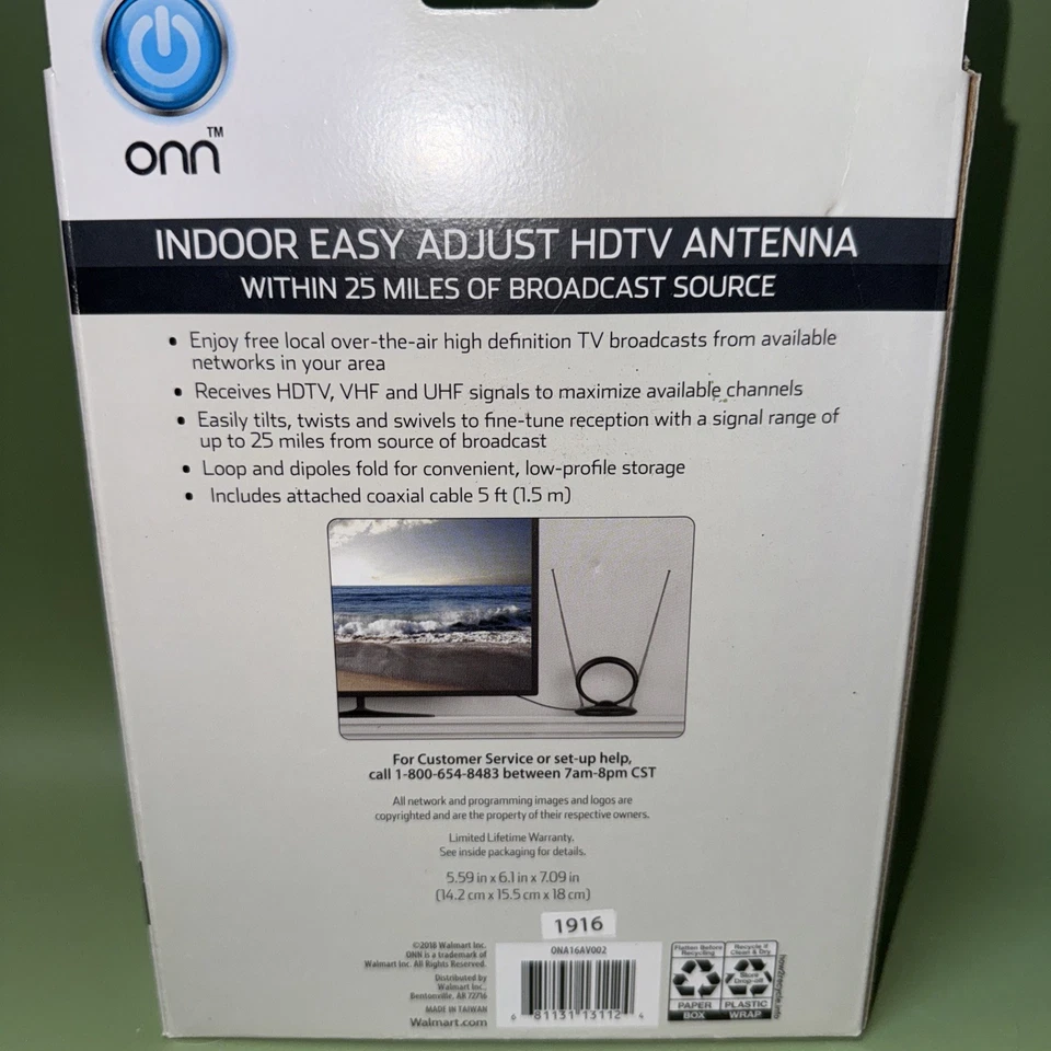 Antena de HDTV interior Onn negra Foto 4 de 4