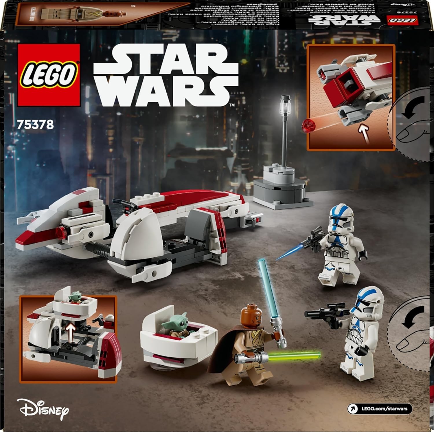 LEGO Star Wars The Mandalorian L'évasion en Speeder BARC 75378 figurine Grogu