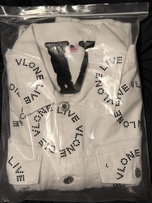 Unreleased Rare Vlone Rhinestone Denim Jacket Size Large L Brand New With Tags