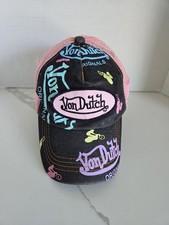 Von Dutch Multicolor Graphic Print Trucker Hat Mesh Back Adjustable Retro