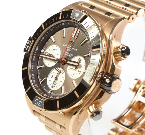 Breitling SUPER CHRONOMAT B01 44, Ref RB0136. Rose Gold, Brown...