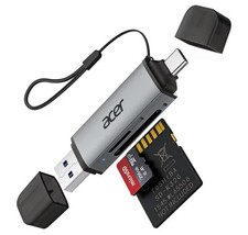 Acer USB C SD card reader USB 3.0 C-Micro SD dual slot adapter memory card Read.