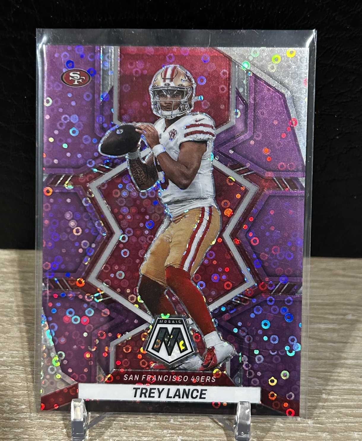 2022 Panini Mosaic #175 Trey Lance Mosaic No Huddle Purple /50 49ers Cowboys
