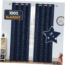 Blackout Kids Curtains for Bedroom Thermal 52"W x 84"L Pack of 2 Blue/Silver