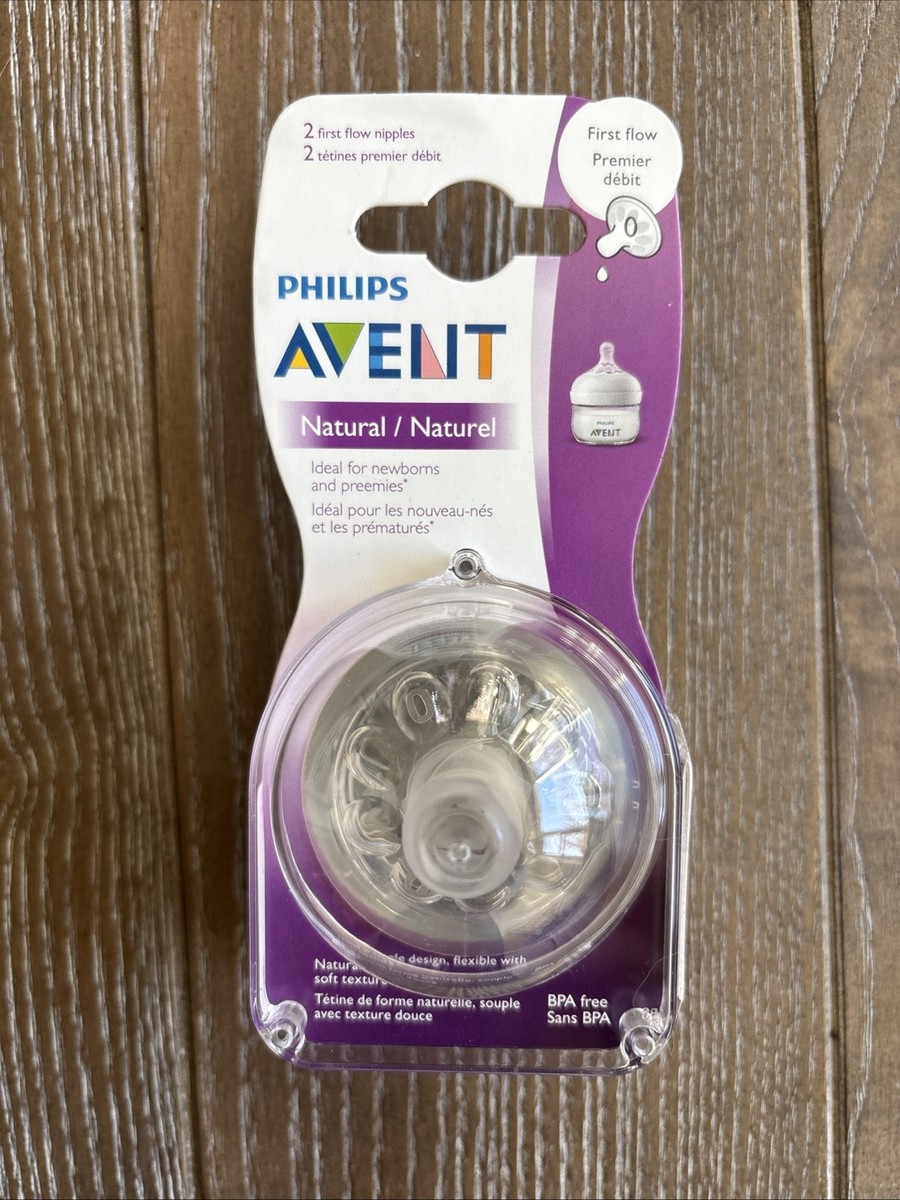 Two (2) NEW Philips AVENT Natural Bottle Nipple First Flow Nipple