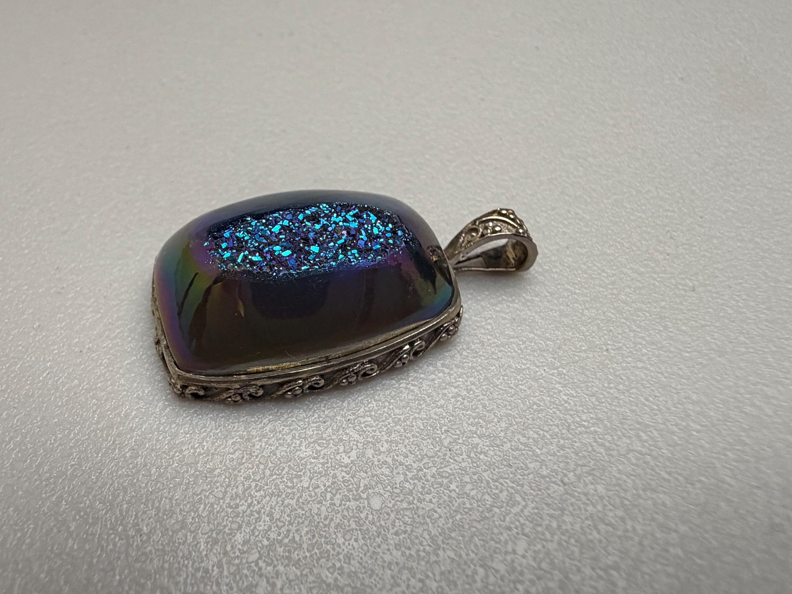 Large Artisan Style Solid Sterling Silver & Blue … - image 3