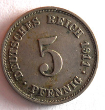 1911 G GERMAN EMPIRE 5 PFENNIG - Excellent Coin - FREE SHIP - Germany Bin #16