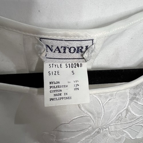 VTG Natori Liquid Satin White Women’s S Nightgown Lace Trim Embroidered Glossy - Picture 4 of 13