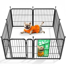Indoor Outdoor Dog Playpen 24-Inch 8 Panels for Small Puppies - Black
