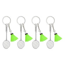 4Pcs Badminton Keychain, Badminton Lover Sports Key Chain Pendant, Green