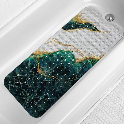 Marble Bath Tub Mat Non Slip, Extra Long 40 X 16 Inch Anti Slip Mat for Batht...