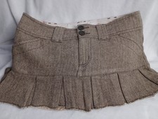 Vintage Abercrombie Fitch Y2K Herringbone Wool Pleated Micro Mini Skirt Size 6