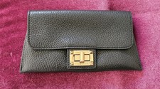 Valentino Mini Clutch Black Leather With Gold Tone Hardware