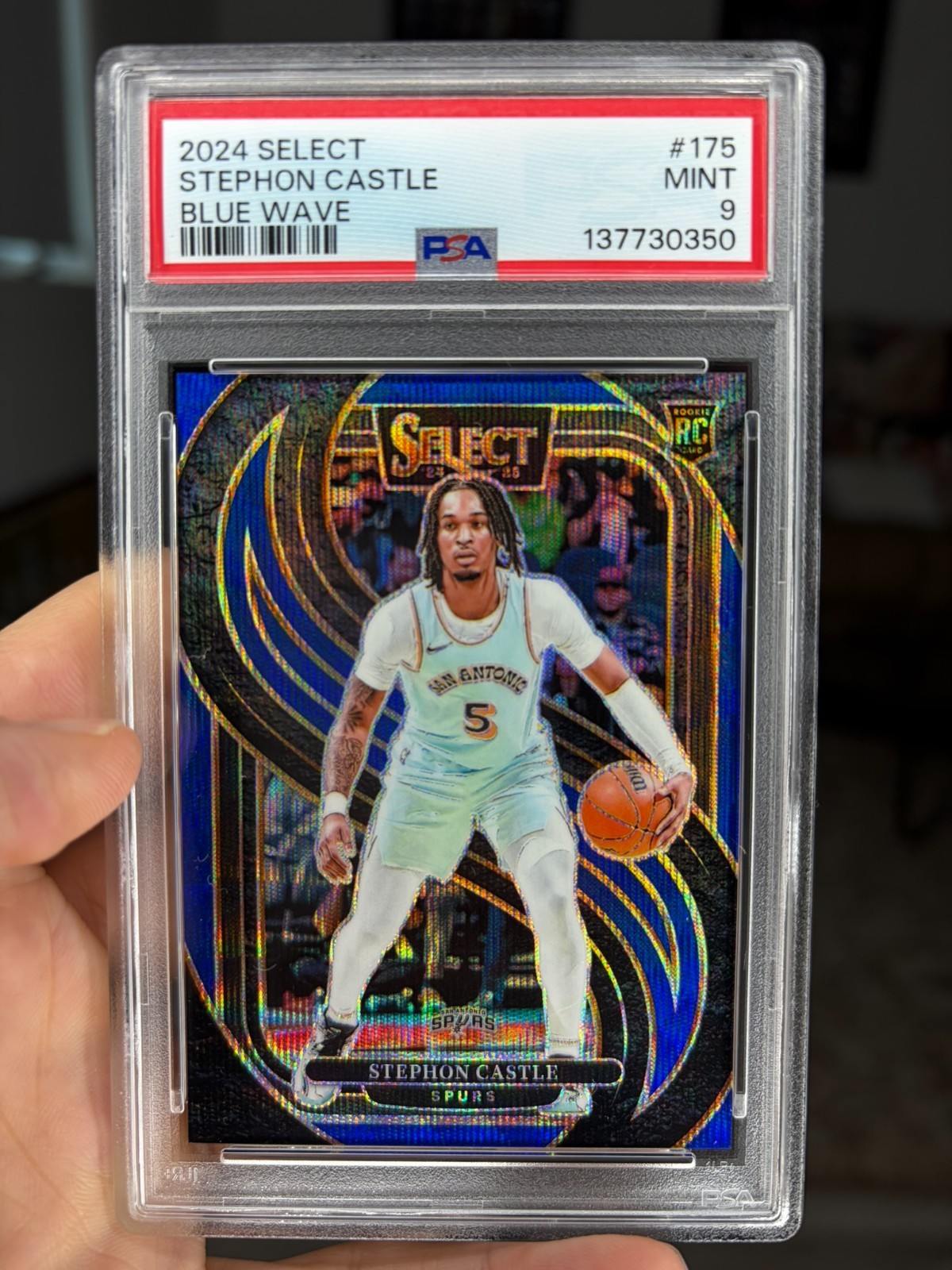 2024 Panini Select Premier Level Blue Wave /75 Stephon Castle PSA 9 Mint Pop 5