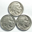 Lot of 3 Buffalo Nickels 5c Coins: 1930-S, 1936-D, 1937-P Circulated But Nice