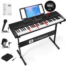 61 Key Keyboard Piano, Light-Up Electric Piano Keyboard Kit with 600 Voices, ...