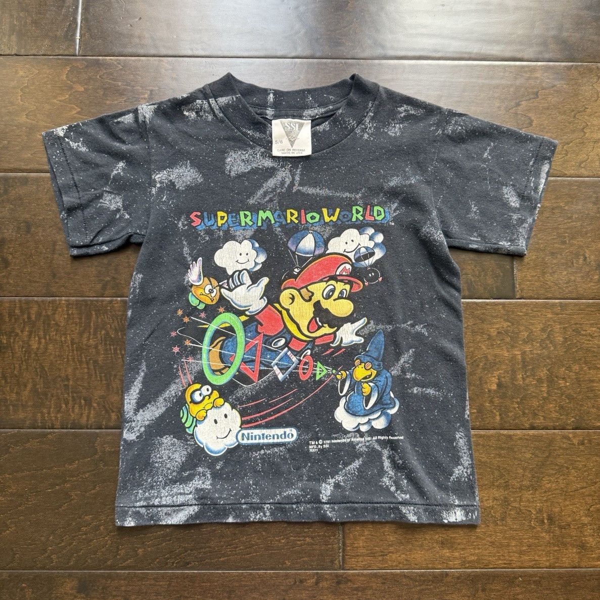 1990s SSI Super Mario World Nintendo Promo acid wash Graphic Youth T-shirt