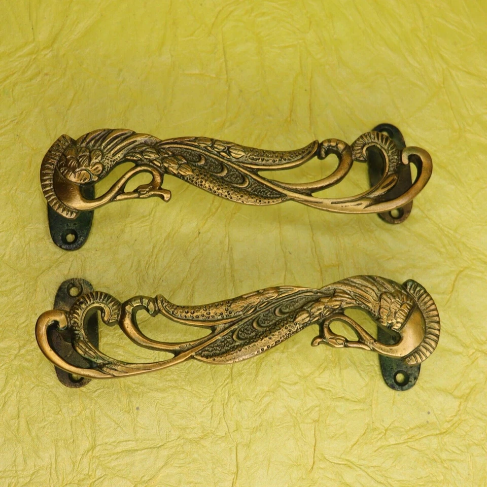 Peacock Shape Antique Style Handmade Brass Door Pull Handles Knob Home Decor - Image 4 of 4