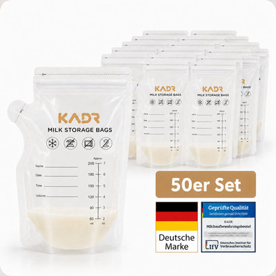 KADR Milchaufbewahrungsbeutel Muttermilchbeutel wiederverschließbar 200ml 50Stk.