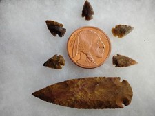5oz Copper Round/ 5 Native American Arrow Heads/ Spear Point in 8x12 Display Box