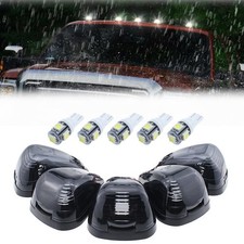 5 Smoke Cab Roof Marker Lights White Led For Ford F150 F250 F350 F450 1999-2016