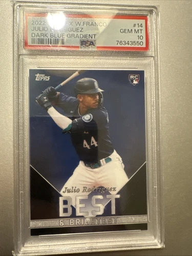 2022 Topps X Wander Franco Julio Rodriguez RC Rookie Card Blue SP #/75 PSA 10 💎