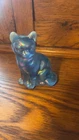 Vintage Fenton Carnival Glass Cobalt Iridescent Sitting Kitten Cat Figurine