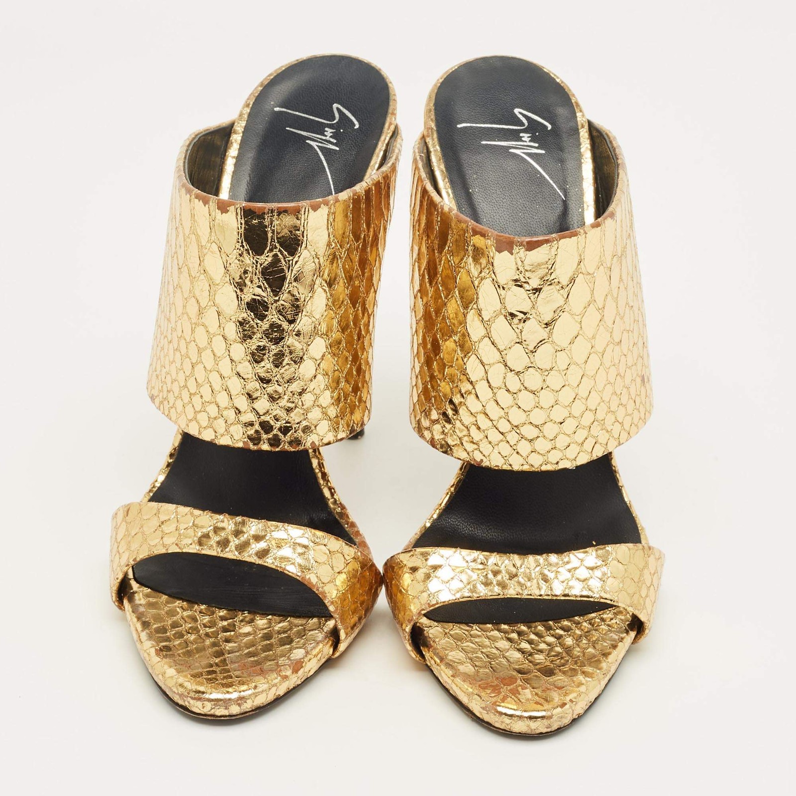 Giuseppe Zanotti Gold Python Embossed Leather And… - image 3