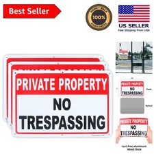 3 Reflective Aluminum Private Property Signs - 10"x7", Rust-Free  UV Protected
