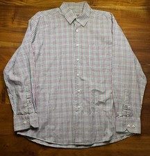 Alan Flusser Shirt Men XL Multi Color Plaid Gingham Long Sleeve Button Up Cotton