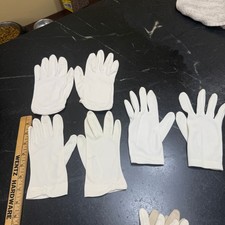 Vintage 1950s 60s Women's Wrist Gloves Lot 3 Pairs White Ivory Nylon Clean