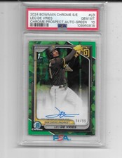 2024 Bowman Chrome Sapphire Leo De Vries Rc Auto Green Ref  /99 Gem Mint Psa 10