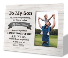 Wooden Picture Frame - 'To My Son from Dad' Idea for Him, Birthday Gift for
