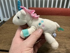 Dr. Brown  s Plush Unicorn Lovey Pacifier  Teether Holder White with blue stars