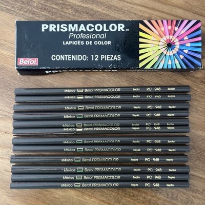 Vintage Berol Prismacolor Professional 948 Sepia Farbe x 12 Kunststifte Made Mexico
