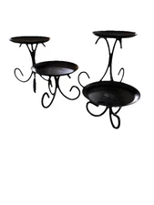 4 Metal Pillar Candle Stands 5 In Across On Each Candle Stand Heights Vary