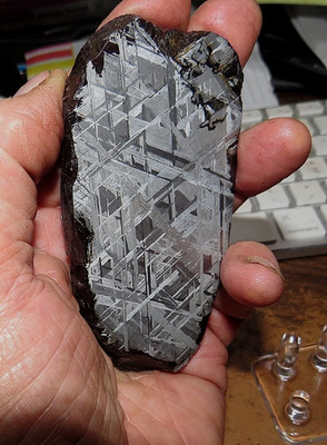 large 308 gm. muonionalusta meteorite SLICE etched  sweden std  slab .68#